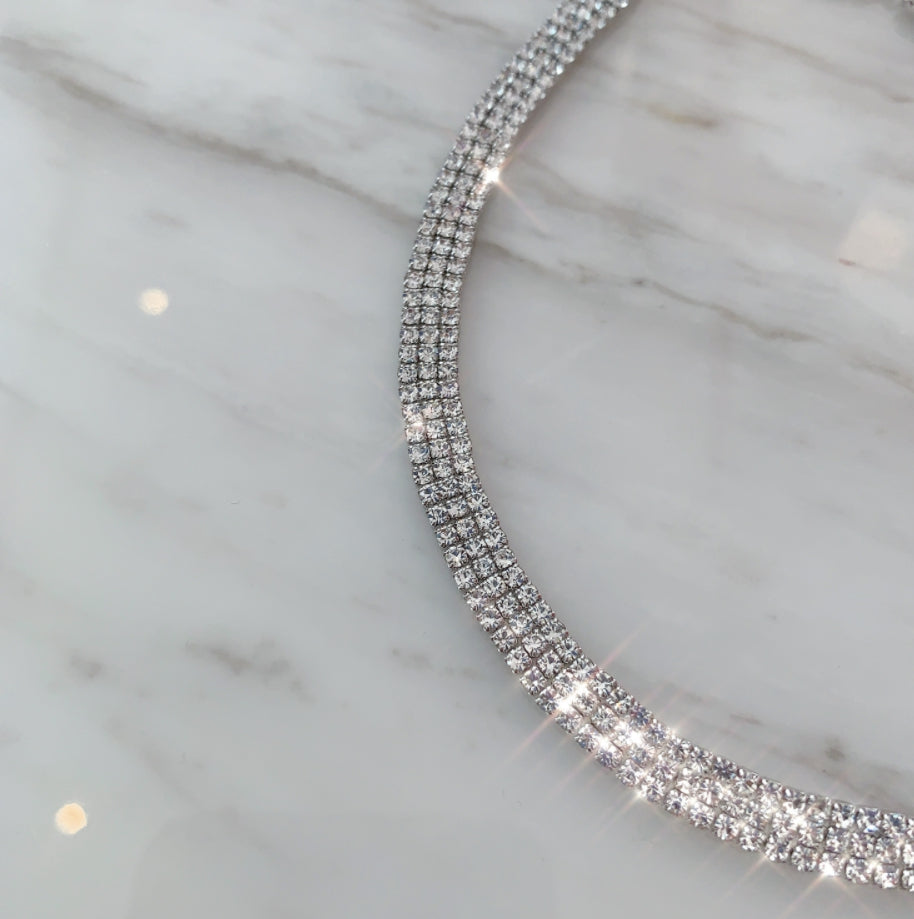 PASION (パシオン) Three line Full Cubic Choker Necklace