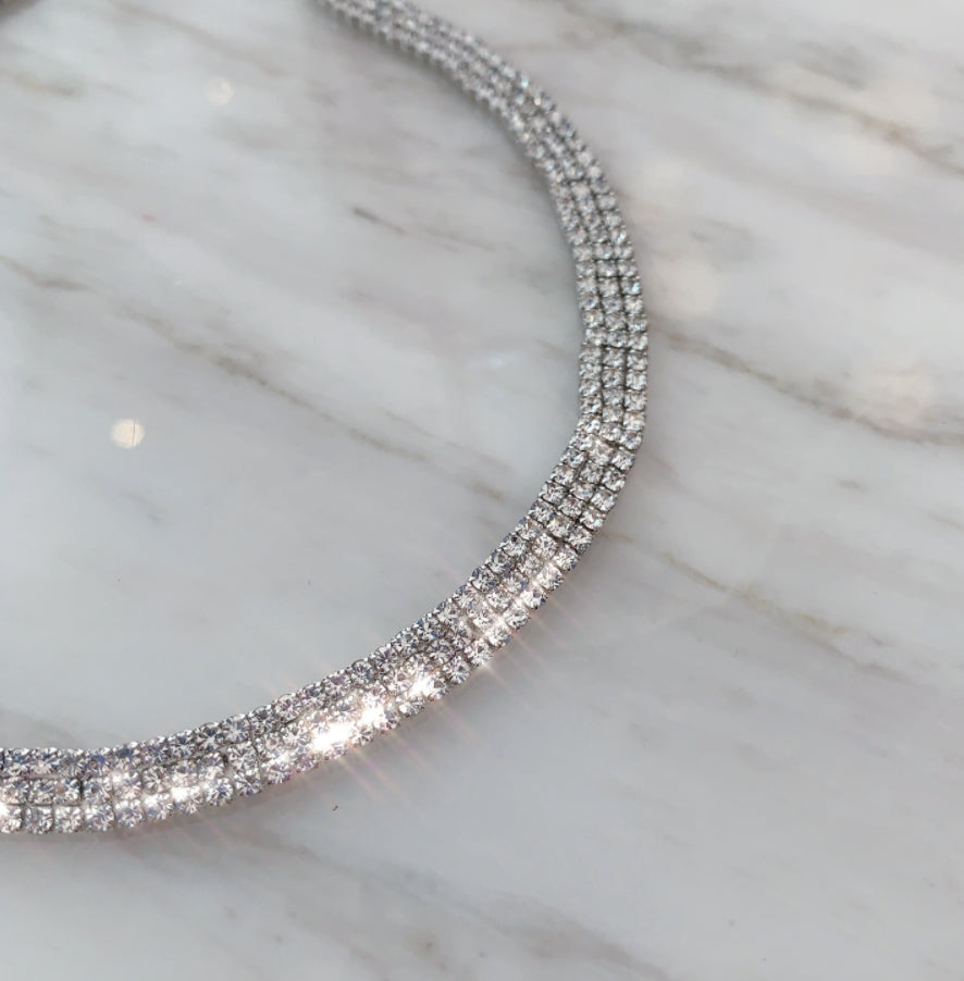 PASION (パシオン) Three line Full Cubic Choker Necklace