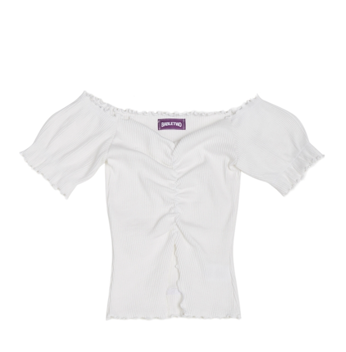 BABLETWO  (ビーエーブルトゥー)      Off Shoulder incision Top_WHITE