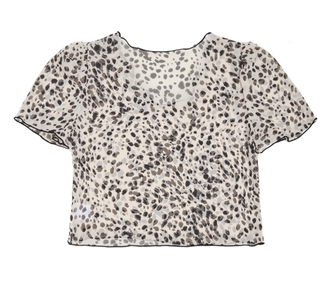 BABLETWO  (ビーエーブルトゥー)      Leopard Puff Blouse_BEIGE