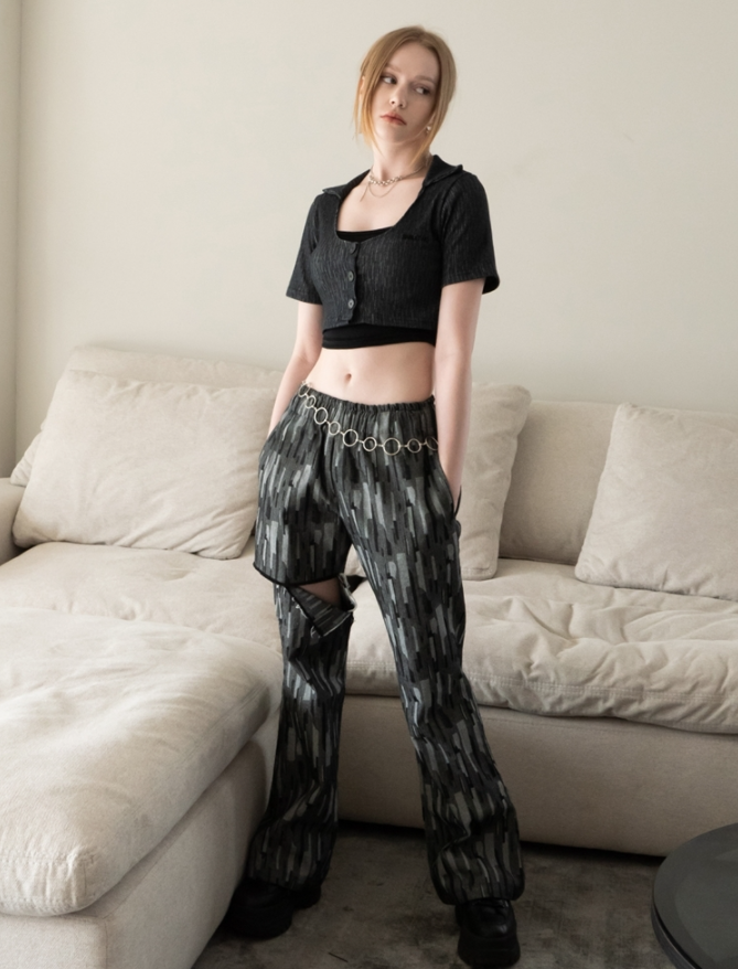 BABLETWO  (ビーエーブルトゥー)       Crop Pique Cardigan_BLACK