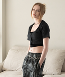 BABLETWO  (ビーエーブルトゥー)       Crop Pique Cardigan_BLACK