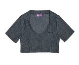 BABLETWO  (ビーエーブルトゥー)       Crop Pique Cardigan_BLACK