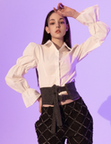 BABLETWO  (ビーエーブルトゥー)       Puff Corset Shirts (WHITE)