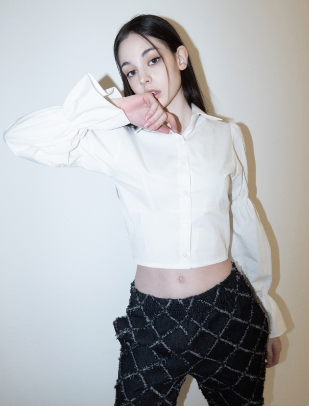 BABLETWO  (ビーエーブルトゥー)       Puff Corset Shirts (WHITE)