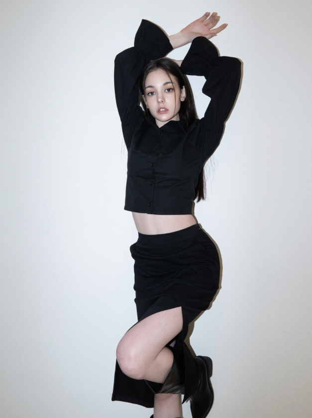 BABLETWO  (ビーエーブルトゥー)        Puff Corset Shirts (BLACK)