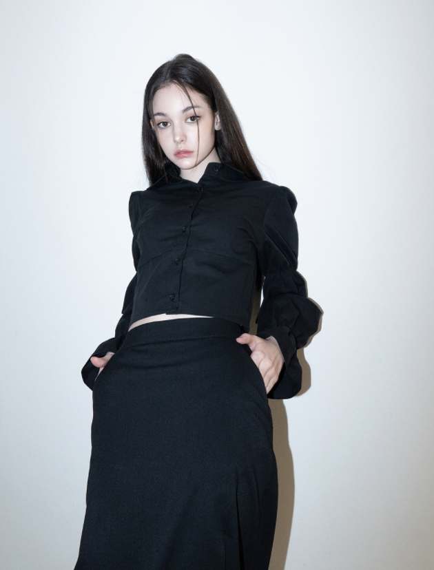 BABLETWO  (ビーエーブルトゥー)        Puff Corset Shirts (BLACK)