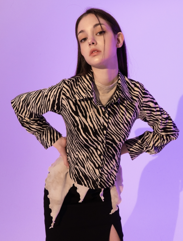 BABLETWO  (ビーエーブルトゥー)       Zebra Silky Shirts (BEIGE)
