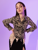 BABLETWO  (ビーエーブルトゥー)       Zebra Silky Shirts (BEIGE)