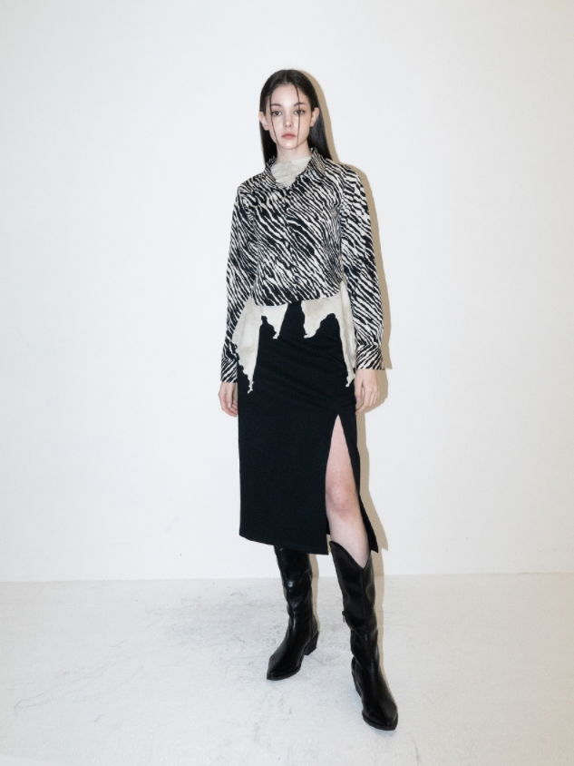 BABLETWO  (ビーエーブルトゥー)       Zebra Silky Shirts (BEIGE)