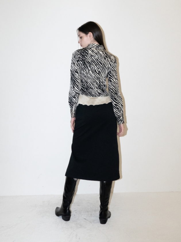 BABLETWO  (ビーエーブルトゥー)       Zebra Silky Shirts (BEIGE)