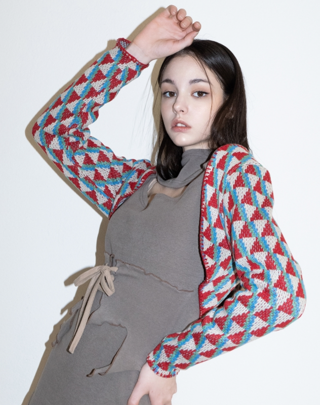 BABLETWO  (ビーエーブルトゥー)       Squid Knit Bolero (RED)