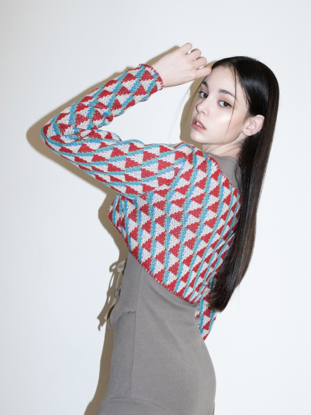 BABLETWO  (ビーエーブルトゥー)       Squid Knit Bolero (RED)