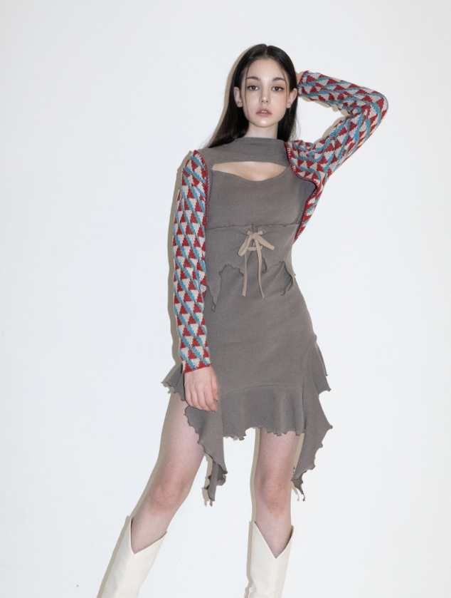 BABLETWO  (ビーエーブルトゥー)       Squid Knit Bolero (RED)