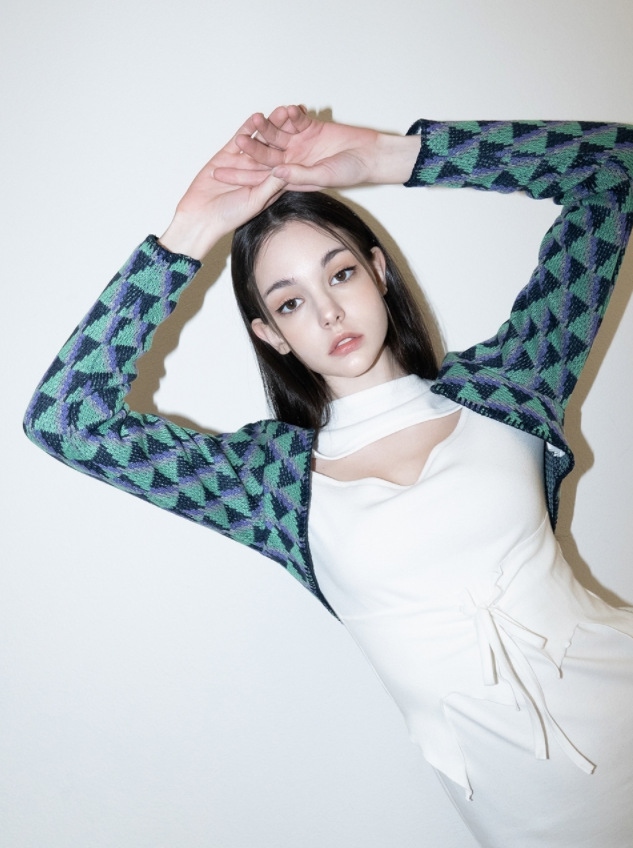 BABLETWO  (ビーエーブルトゥー)       Squid Knit Bolero (GREEN)