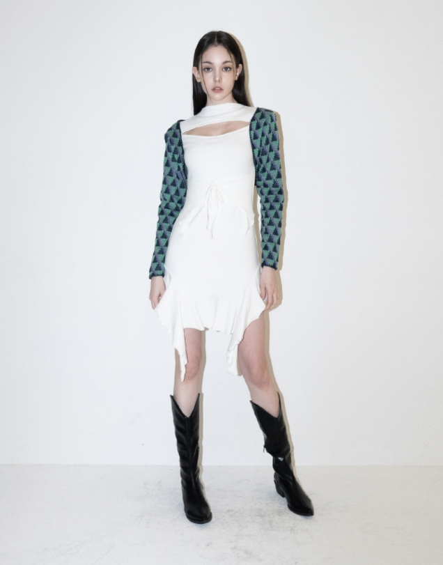 BABLETWO  (ビーエーブルトゥー)       Squid Knit Bolero (GREEN)