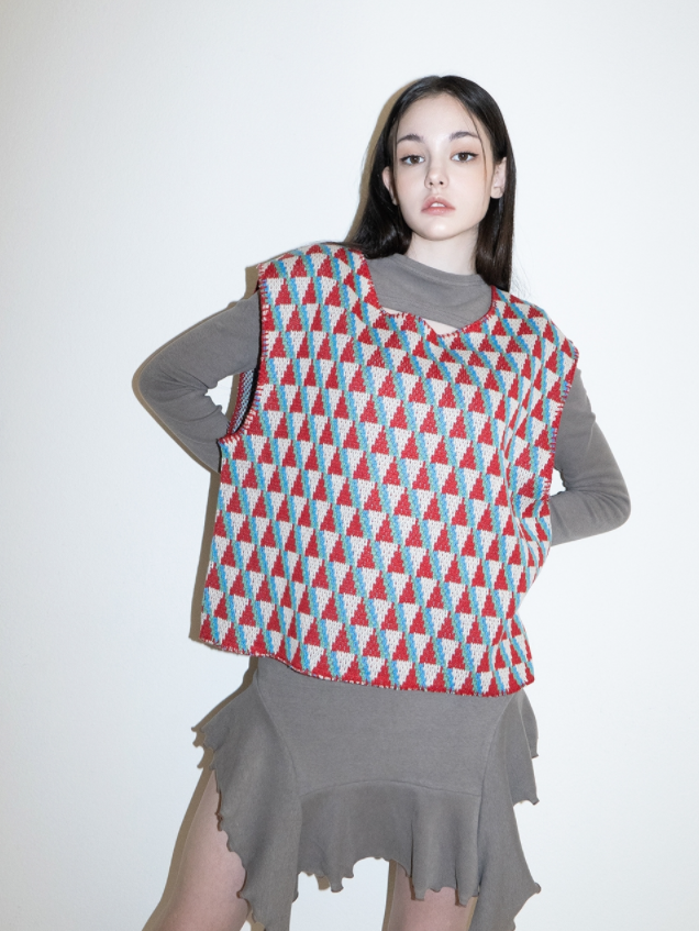 BABLETWO  (ビーエーブルトゥー)       Suid Knit Vest (RED)