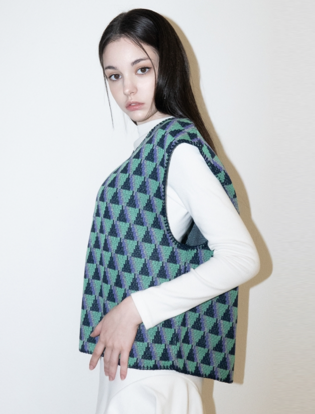 BABLETWO  (ビーエーブルトゥー)       Suid Knit Vest (GREEN)