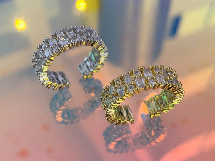 PASION (パシオン) Tennis Chain Bracelet + Twinkle Bling Ring SET (Gold)