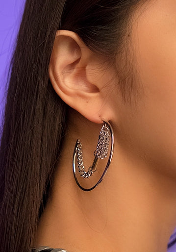 PASION (パシオン) 3D Half Moon Chain Earrings