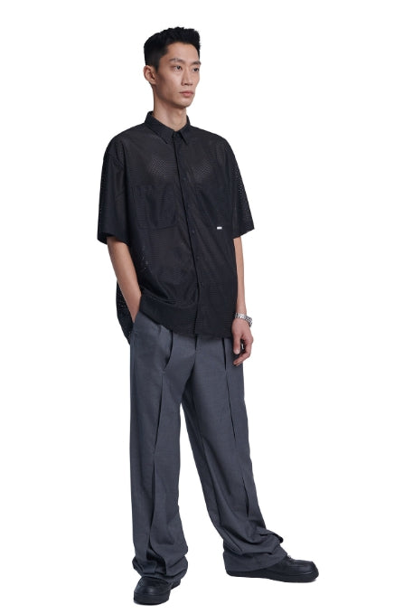 NOMANUAL(ノーマニュアル)  OPEN TUCK PANTS - GRAY