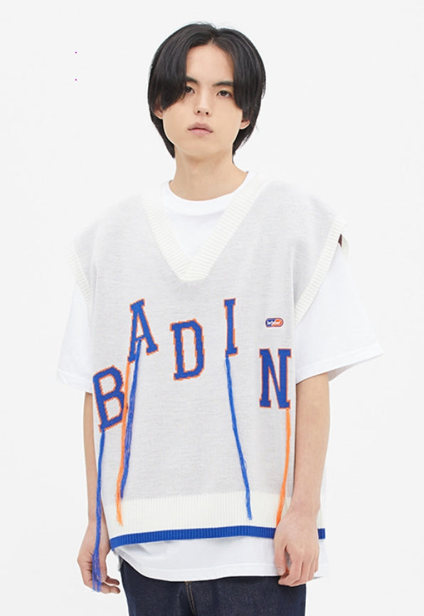 ベドインベド(BADINBAD) BAD STRING KNIT VEST_WHITE