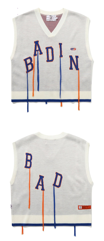 ベドインベド(BADINBAD) BAD STRING KNIT VEST_WHITE