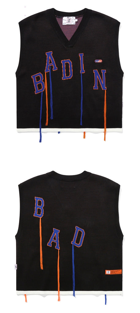 ベドインベド(BADINBAD) BAD STRING KNIT VEST_BLACK