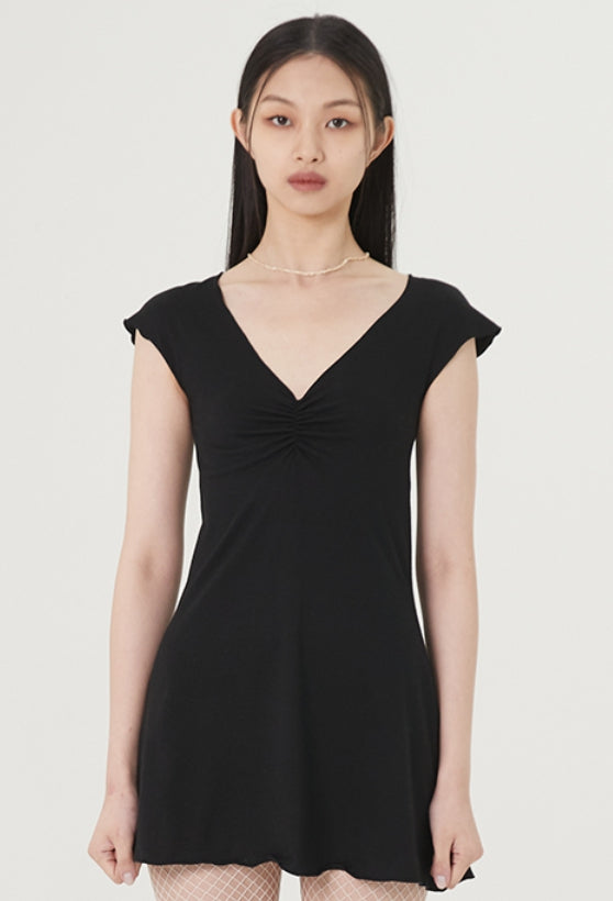curetty (キュリティー) C V-NECK BASIC DRESS_BLACK