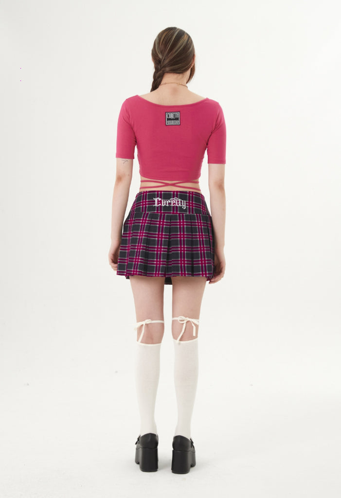 curetty (キュリティー) C CORSET CHECKED PLEATS SKIRT_PURPLE