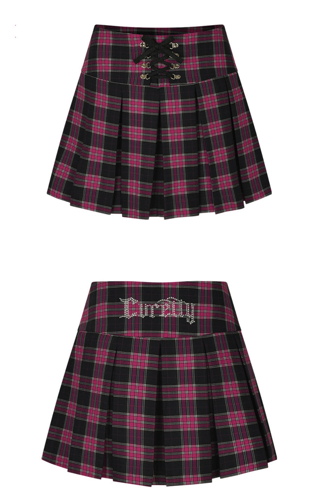 curetty (キュリティー) C CORSET CHECKED PLEATS SKIRT_PURPLE