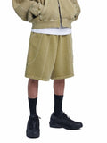 NOMANUAL(ノーマニュアル) CURVE LINE SWEATSHORTS - KHAKI