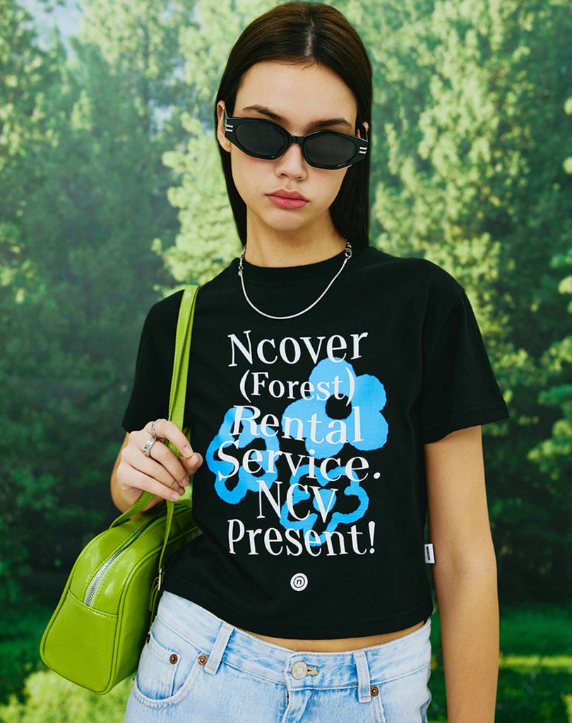 NCOVER(エンカバー)PAINTING FLOWER BUNCH CROP TSHIRT-BLACK