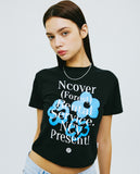 NCOVER(エンカバー)PAINTING FLOWER BUNCH CROP TSHIRT-BLACK