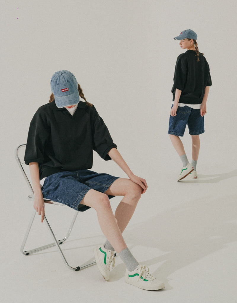 ダブルユーブイプロジェクト(WV PROJECT) Circle Open Collar T-Shirt Black SHST7586