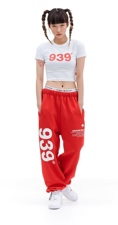 ARCHIVE BOLD (アーカイブボールド) 939 LOGO SWEAT PANTS (DEEP RED)