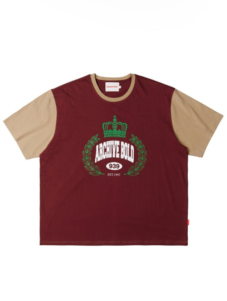ARCHIVE BOLD (アーカイブボールド) CROWN OVERSIZED T-SHIRTS (BURGUNDY)