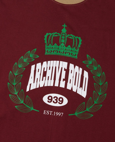 ARCHIVE BOLD (アーカイブボールド) CROWN OVERSIZED T-SHIRTS (BURGUNDY)