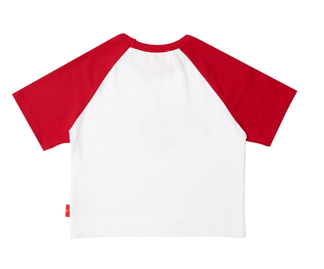 ARCHIVE BOLD (アーカイブボールド) FLOWER RAGLAN CROP TOP (RED)