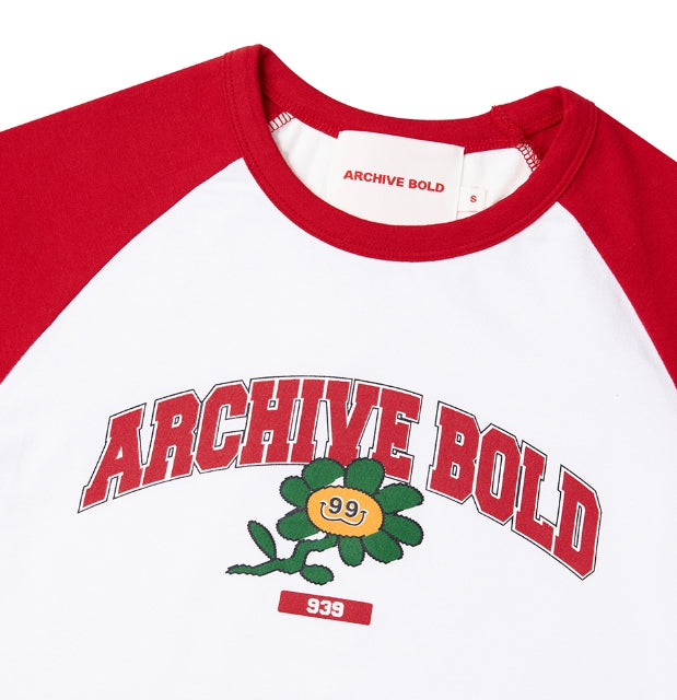 ARCHIVE BOLD (アーカイブボールド) FLOWER RAGLAN CROP TOP (RED)