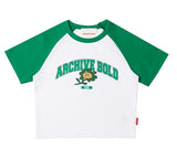 ARCHIVE BOLD (アーカイブボールド) FLOWER RAGLAN CROP TOP (GREEN)