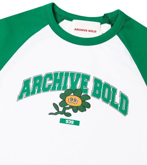 ARCHIVE BOLD (アーカイブボールド) FLOWER RAGLAN CROP TOP (GREEN)