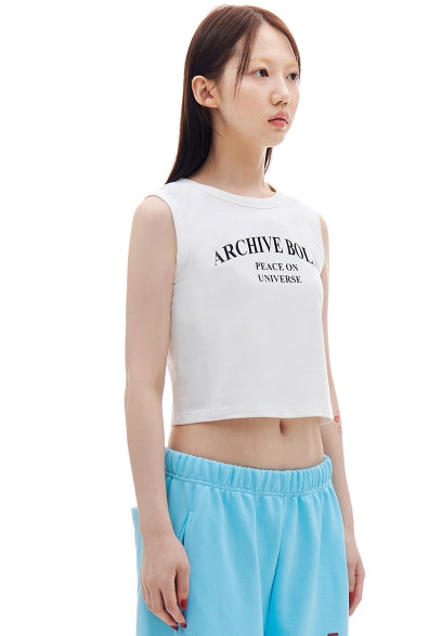 ARCHIVE BOLD (アーカイブボールド) ARCH LOGO SLEEVELESS TOP (WHITE)