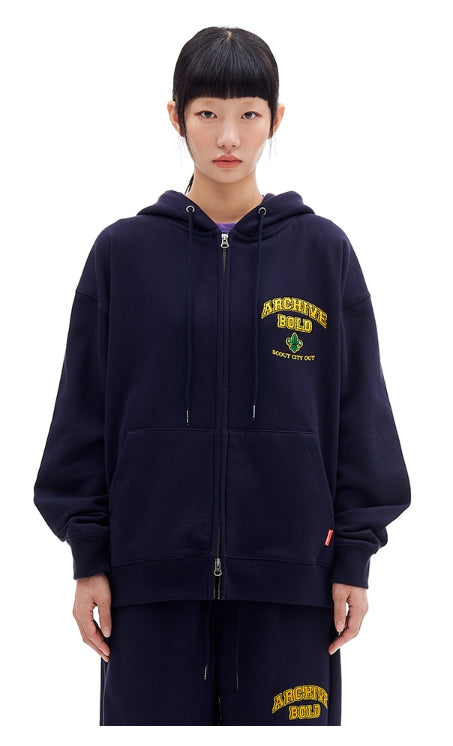 ARCHIVE BOLD (アーカイブボールド) ARCH LOGO HOOD ZIP-UP (NAVY)