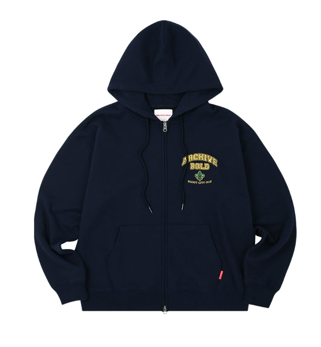 ARCHIVE BOLD (アーカイブボールド) ARCH LOGO HOOD ZIP-UP (NAVY)