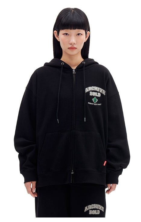 ARCHIVE BOLD (アーカイブボールド) ARCH LOGO HOOD ZIP-UP (BLACK)
