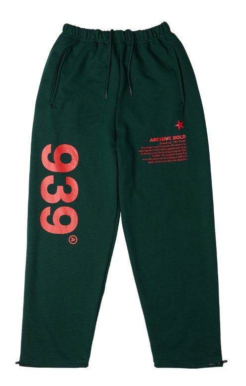 ARCHIVE BOLD (アーカイブボールド) 939 LOGO SWEAT PANTS (DEEP GREEN)