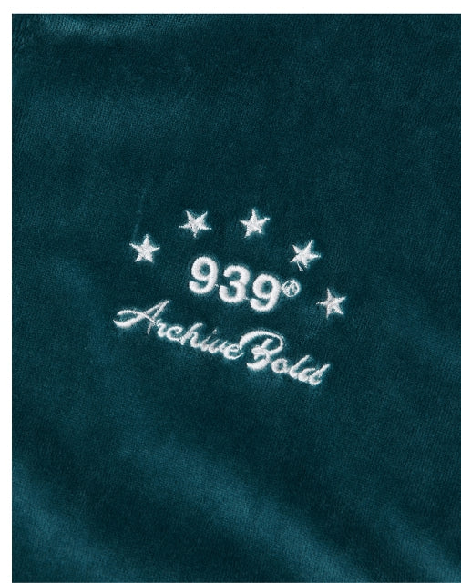 ARCHIVE BOLD (アーカイブボールド) VELOUR CROP HOOD ZIP-UP (PEACOCK BLUE)