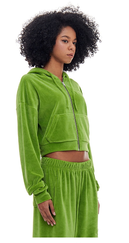 ARCHIVE BOLD (アーカイブボールド) VELOUR CROP HOOD ZIP-UP (GREEN)