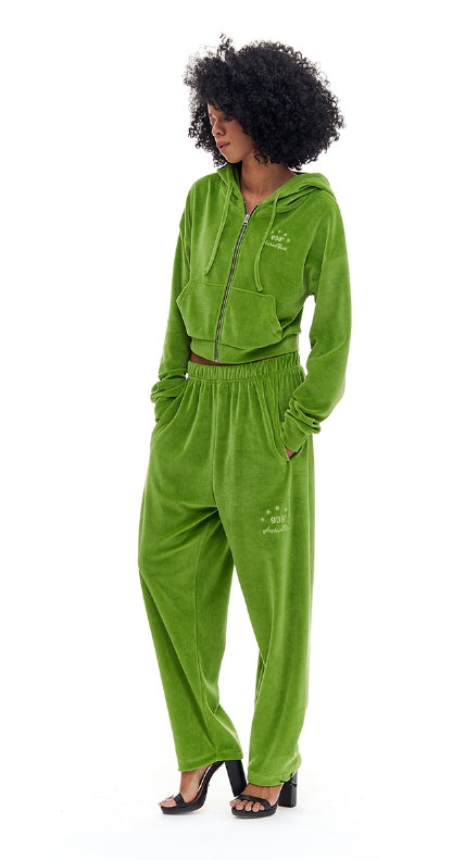 ARCHIVE BOLD (アーカイブボールド) VELOUR CROP HOOD ZIP-UP (GREEN)